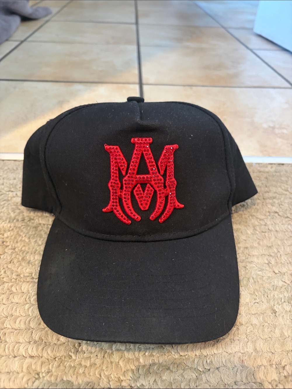 Amiri Black Baseball Cap with Red Embroidered Logo - Men - Picture 2 of 10